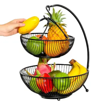 Корзина для фруктов и овощей|Двухъярусная Корзина для фруктов|Ручной Органайзер для овощей с бананом 1